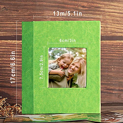 Ywlake Photo Album 4x6 100 Pockets 2 Packs, Small Mini Capacity Leather Photo Albums, Each Pack Holds 100 Top Loader Vertical Only Pictures Green - color: Green, size: 100 Photos/2PK