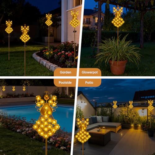 WSgift Angel Solar Stake Light Outdoor Warm White LED Bronze Metal Stake for Garden Cemetery Remembrance - color: Bronze