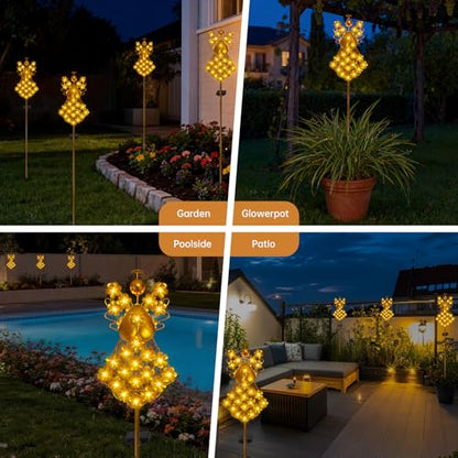 WSgift Angel Solar Stake Light Outdoor Warm White LED Bronze Metal Stake for Garden Cemetery Remembrance - color: Bronze