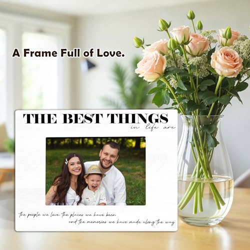 Inspirational Family White Picture Frame - The Best Things in Life are the People We Love - Wooden Picture Frame Fits 4x6 inches Photo For Home Room- Friendship/Birthday Gifts For Besties Friends -A01 - color: The Best Things...