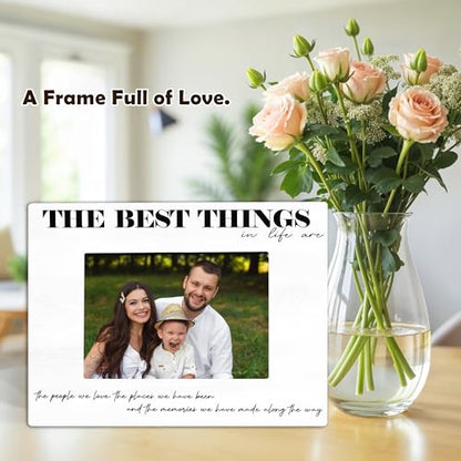 Inspirational Family White Picture Frame - The Best Things in Life are the People We Love - Wooden Picture Frame Fits 4x6 inches Photo For Home Room- Friendship/Birthday Gifts For Besties Friends -A01 - color: The Best Things...