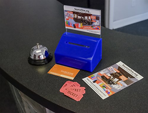 SOURCE ONE Acrylic Heavy Duty Donation/Ballot Box with Lock and Sign Holder - color: Blue, size: 6 Pack