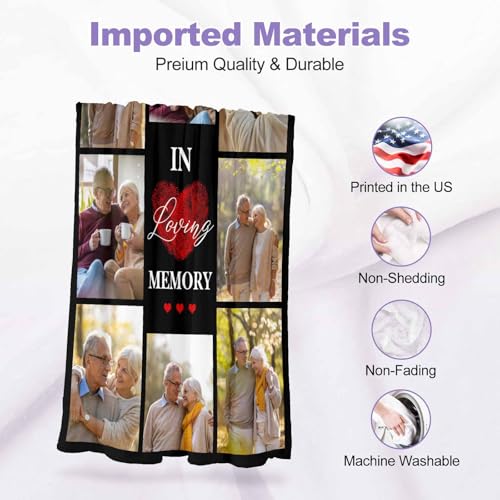 Personalized Photo Throw Blanket Custom Sympathy Throw Blanket Gift in Memory of Loss of Dad Mom Grandma Grandpa - color: Color 21
