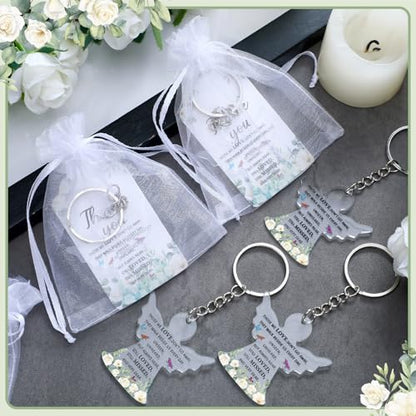 Equsion 60 Set Funeral Keychains for Guests Memorial Favors, Angel - style: Angel