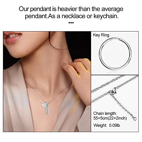 abooxiu Cylinder Urn Necklace for Ashes Cremation Jewelry/Keychain for human Pet Stainless Steel Memorial Keepsake Pendant with Angel Wing Charm Ashes - color: Silver-M