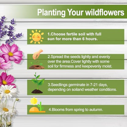 160000+ Wildflower Seeds Bulk, 13 Varieties Perennial & Annual Mix, 4oz - color: wildflower