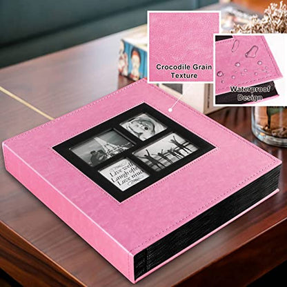 Ywlake Photo Album 4x6 500 Pockets Photos, Extra Large Capacity Family Wedding Picture Albums Holds 500 Horizontal and Vertical Photos Pink - color: Pink, size: 500 Pockets
