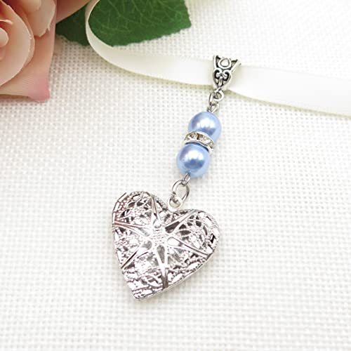 IDLAN Locket for Bouquet Charm Memorial Wedding Gift Bride Pendant Photo Keepsake Something Blue - style: Heart locket