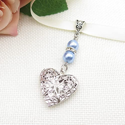 IDLAN Locket for Bouquet Charm Memorial Wedding Gift Bride Pendant Photo Keepsake Something Blue - style: Heart locket