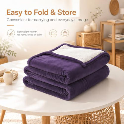Electric Heated Blanket,Flannel and Sherpa,Throw 50x60 in,Purple,Great Gift - color: C-purple, size: 50x60inches-Throw