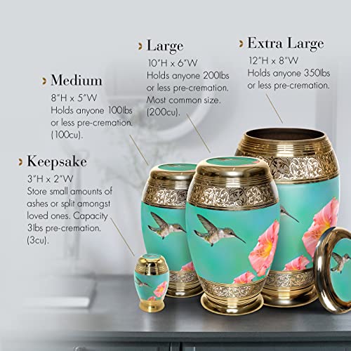 Hummingbird Keepsake Urns for Human Ashes with Velvet Gift Box for Cremation Keepsakes for Ashes - Small Cremation Urn and Small Keepsake Urn Set of 4 - color: Hummingbird