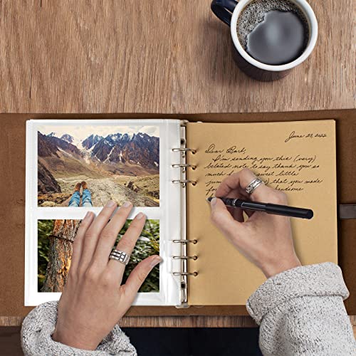 Photo Album 4x6 300 Photos, Genuine Leather Photo Albums with Writing Space with 30 Writing Paper, Travel Family Wedding Kids Graduation Ultrasound Baby Picture Album Scrapbook Photo Album (Simple) - color: Simple