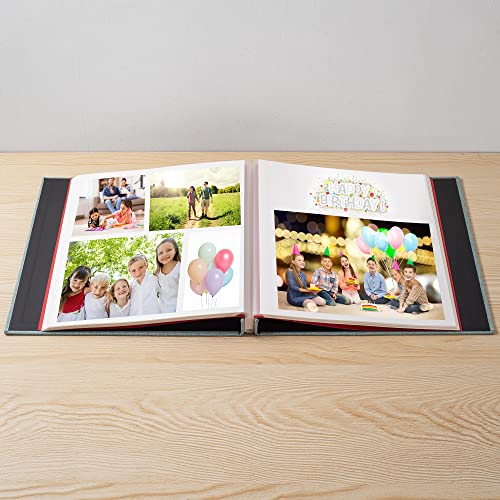 Large Photo Album Self Adhesive for 4x6 5x7 8x10 Pictures Magnetic Scrapbook Album 20 Sheets / 40 Pages Linen Cover DIY Photo Album with A Metallic Pen and and Plastic Board(Green) - color: Green, size: 11"x10.8" 40 Pages