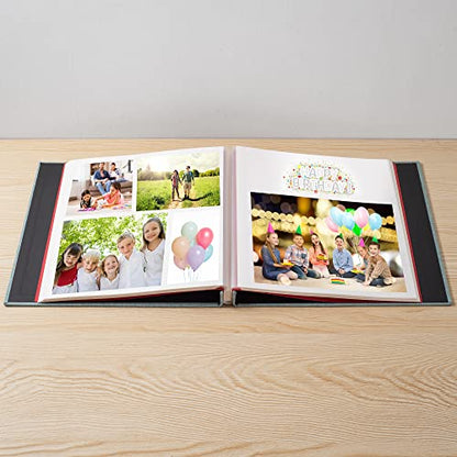Large Photo Album Self Adhesive for 4x6 5x7 8x10 Pictures Magnetic Scrapbook Album 20 Sheets / 40 Pages Linen Cover DIY Photo Album with A Metallic Pen and and Plastic Board(Green) - color: Green, size: 11"x10.8" 40 Pages