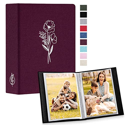 Lanpn Photo Album 4x6 50 Pictures 2 Packs, Small Mini Capacity Linen Photo Book Sets, Each Pack Holds 100 Top Loader Vertical Only Picture for Kids Boy Girls Purple - color: Purple, size: 50 Pockets/2PK