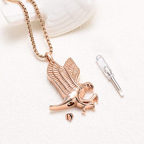 Oinsi Pet Cremation Jewelry - Heart Urn Necklaces for Dog Cat Ashes Keepsake Pet Paw Memorial Urn Pendant Ash Holder for Women Men - color: B-rose Gold