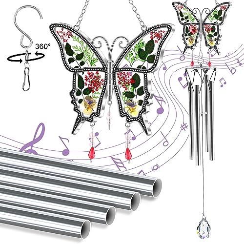 KY&BOSAM New Butterfly Wind Chime with Crystal Sympathy Wind Spinner Memorial Wind Chime for Loss of Loved One Prime Bereavement Sympathy Memorial Gift for Loss of Mother Father Gift Home Garden Decor - color: Butterfly 4b - Purple, Green