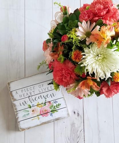 Simply Said, INC Perfect Pallet Petites Bereavement Sign, A Piece of My Heart Lives in Heaven, 8 inch Wood Memorial Plaque, Made in USA, PET16028 - color: Heart 1