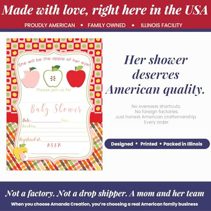 Apple of My Eye Baby Shower Girl Invitations, 20 5x7 Fill In Cards with Twenty White Envelopes by AmandaCreation™ - style: Apple of My Eye Girl
