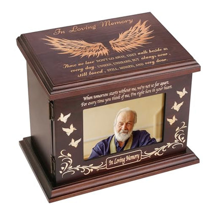 DGDCDV Cremation Urns for Human Ashes Male Female with Photo Frame | Large Wooden Memorial Urns for Adult Woman Men Human Ashes, Decorative Burial Funeral Urns Box and Caskets for Ashes