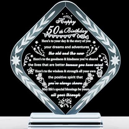YWHL 50th Birthday Gifts for Women Men Unique Crystal Keepsakes Gifts for 50 Years Old Idea for Mom Dad Happy 50th Birthday Decorations - style: 50th Birthday Gifts