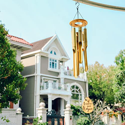 37.5" Bamboo Wind Chime for Outside, Wooden Wind Chimes Memorial Gifts - size: 37.5" Plain