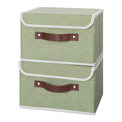 ANMINY Fabric Storage Box Bins with Lids, Green, 10"x8"x7", 2 Pack - color: Mint Green, size: Small (Pack of 2)