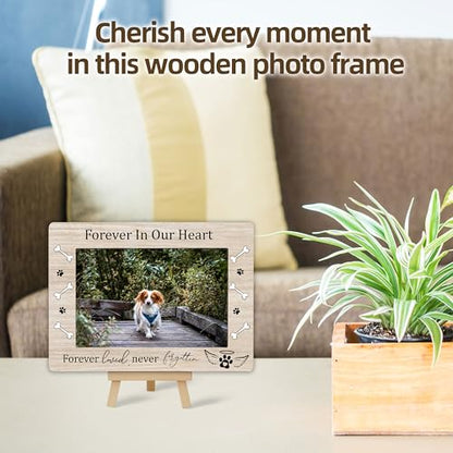 Picture Frames 4x6 | Dog Memorial Death Sympathy Gifts Wooden Picture Frame for Dog Lover, Pet Loss Sympathy Gift Desk Tabletop Shelf Decor (A20) - style: forever in our heart