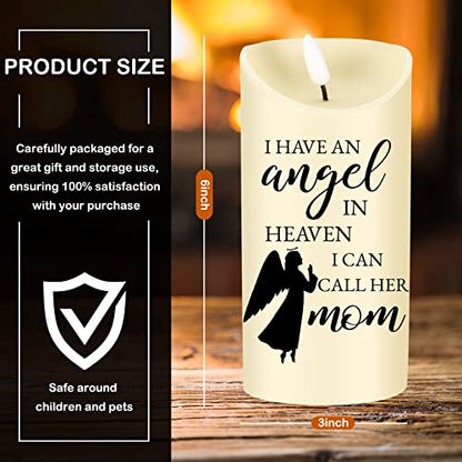 Gerrii Memorial Candle LED Flameless 3x6 Inch Loss of Mother,Angel | Loss of Mother Remembrance, Angel Heaven Message, Battery Operated Safe, Sympathy Gift for Home Memorial Display