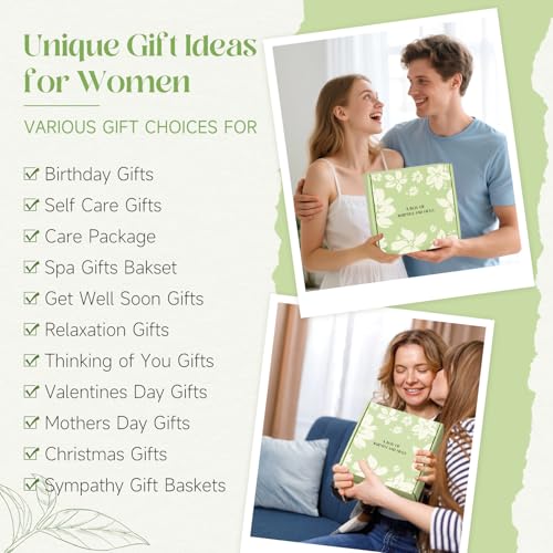 Self Care Get Well Soon Gift Baskets for Women, 8pcs Christian Birthday Gifts for Women Inspirational Christmas Ideas for Mom Her Friend, Care Package After Surgery Thinking of You Sympathy Box - color: Green