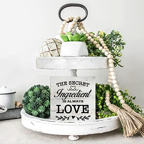 Secret Ingredient Is Always Love Kitchen Quote Wood Box Sign - color: white