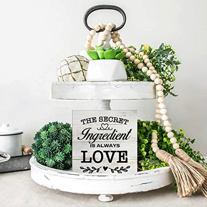 Secret Ingredient Is Always Love Kitchen Quote Wood Box Sign - color: white