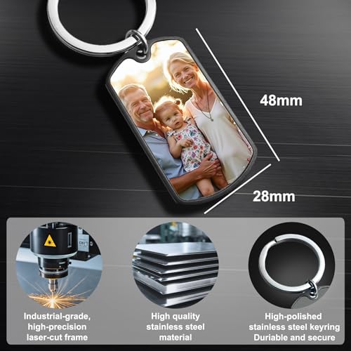 Custom Keychain with Picture Personalized Photo Keychain Gift for Father's Day Valentines Day Men Boyfriend - color: 3 Metal Color + Uv Color Option