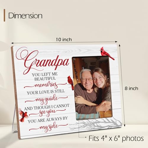Grandpa Memorial Bereavement Butterfly Wooden Picture Frame Gifts for Loss of Grandpa, Always By My Side Sympathy Gifts for Loss of Grandfather, Fits 4x6 Photo Frame - color: Red-grandpa