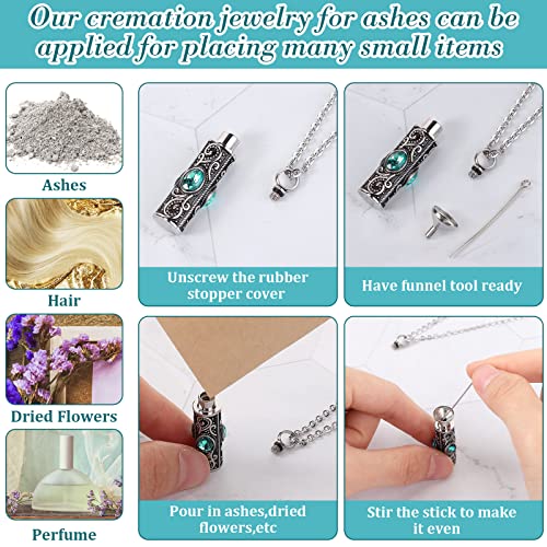 Jexine 10 Pcs Urn Necklace Cremation Jewelry for Men - color: Light Blue