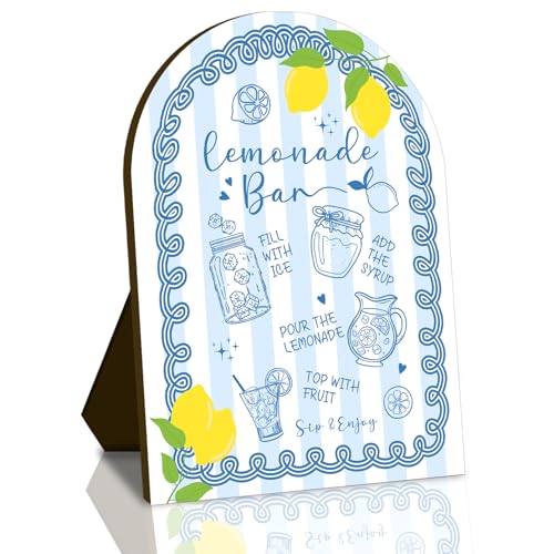 Lemonade Bar Table Sign, Lemon Wooden Welcome Wooden Sign for Baby Shower and Bridal Shower, Summer Party Drinking Station Graduation Retirement Gender Reveal Decorations, 7x10 Inches - color: ningmeng