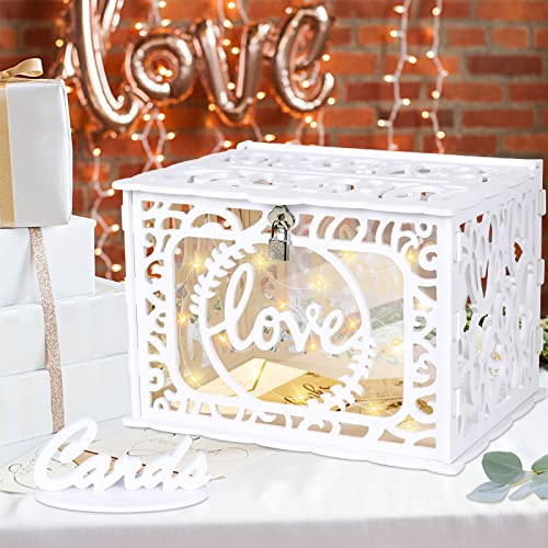 PVC Wedding Card Boxes for Reception, White Gift Card Box for Wedding Decor - style: White Hollow