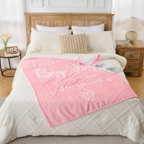Thinking of You Gifts for Women Men – Get Well Blanket 50x60 Inch, Pink Flannel Comfort Hug Blanket, Sympathy Throw for After Surgery, Chemo, Illness, Recovery - color: Get Well-pink