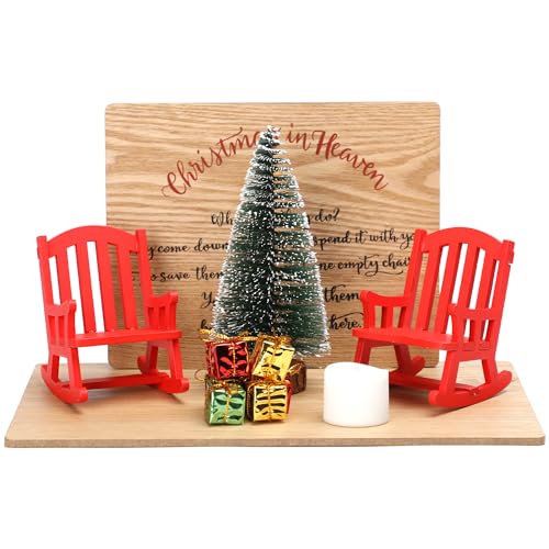 Christmas in Heaven Memorial Gift Empty Rocking Chair Ornament Save A Seat Memorial Xmas Decor Candle Holders Wooden Remembrance Sign - color: 2chairtree