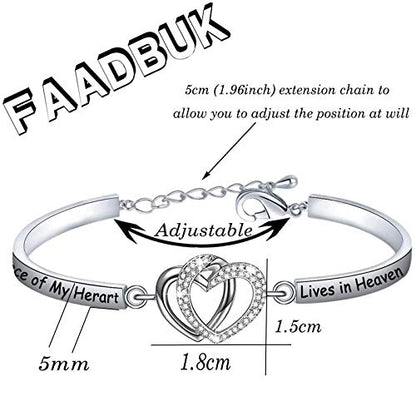 FAADBUK Memorial Jewelry Loss Gift A Piece of My Heart Lives In Heaven Bracelet In Memory of Loved Son Daughter Sympathy Gift - color: A Piece Of C-S