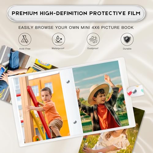 Ruibytree 2 Pack Mini Photo Albums 4x6 Pictures, 104 Photos Total, White | Compact Design, PU Leather Cover, Acid-Free Pages, Top-Loading, Mini Photo Book 4x6 for Kids, Wedding, Anniversary & Travel - color: White