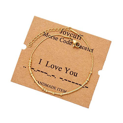 Best Friend Birthday Gifts Morse Code Bracelets For Women Mothers Day Birthday Christmas Gifts For Sister Daughter Grandmother Stainless Steel Jewelry Friendships Inspirational Gifts For Women - style: Gold: I Love You