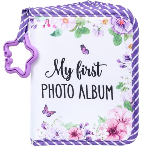 QOUBAI Baby's My First Family Album Soft Photo Cloth Book Holds 4x6 Family Pictures My First Book of Photo Baby Memory Album Gender Neutral Gift for Babies Newborn Toddler Baby Shower Floral Butterfly - style: Floral Butterfly