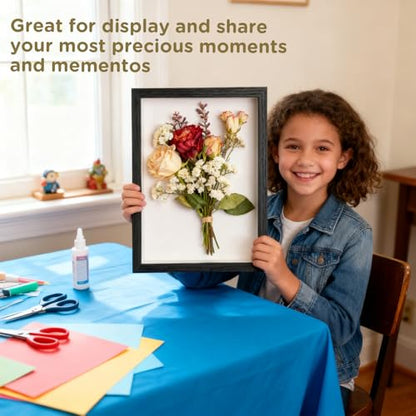 2 Pack Shadow Box Frame 11"x 14" - Wood Deep Shadowbox with Glass - size: 11×14-2pcs-black
