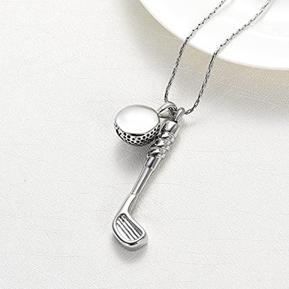 constantlife Cremation Golf Clubs Jewelry for Ashes Urn Necklace Keepsake 316L Stainless Steel Memorial Pendant - color: Golf Ball