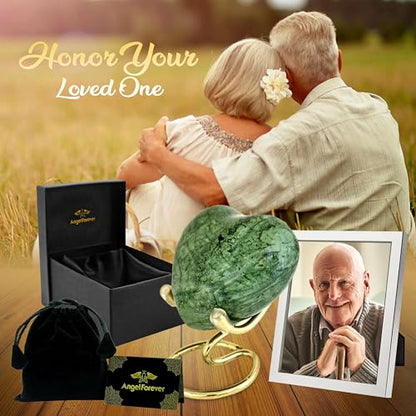 Heart Urn with Stand & Box Keepsake Urn for Human Ashes Mini Cremation Urn for Men & Women (Green) - color: Green