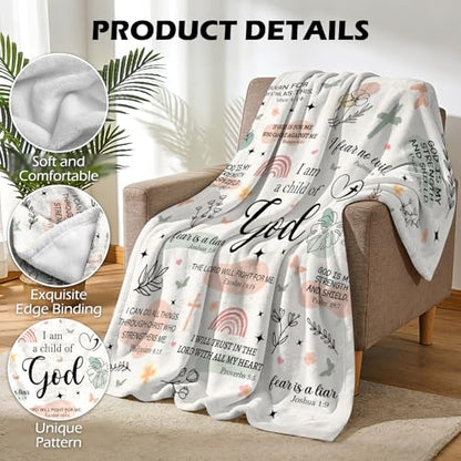 Christian Gifts for Women - I Am a Child of God Blanket 60"x50", Inspirational Religious Birthday Gifts for Women Mom Sister Friends, Christmas Baptism Catholic Spiritual Jesus Faith Bible Prayer - color: Christian2