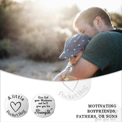 Pocket Hug Token for Women Men Him Birthday Inspirational Gifts for Daughter Friend Long Distance Gifts for Wife Mom - color: God Strength