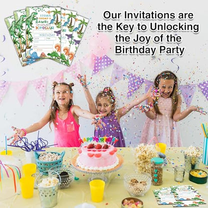 Birthday Invitations - Dinosaur Birthday Invites with Envelopes(25-Count) - Dino Fill-in Party Invite Cards for Boys Girls Kids Party Supplies Favors Decorations - A01 - style: Dinosaur 1