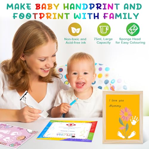Baby Hand and Footprint Paint with Sponge Head, 2.54 fl oz, Non-Toxic & Acid-Free, Washable Baby Safe Paint for Newborn Keepsakes, Dog Nose & Paw Prints, Ideal New Mom Gift - White - color: White